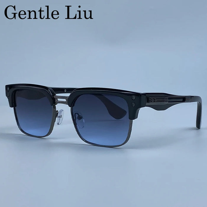 Retro Photochromic Classic Square Punk Sunglasses Men Metal Frame Driving Sun Glasses Male Vintage Luxury Brand Eyewear Shades