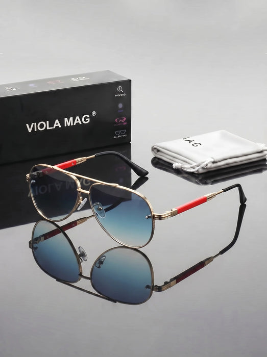VIOLA MAG Gafas de sol retro de metal con efecto degradado Toad Mirror, unisex, diarias para ir al trabajo y para decoración al conducir, con bolsa para gafas