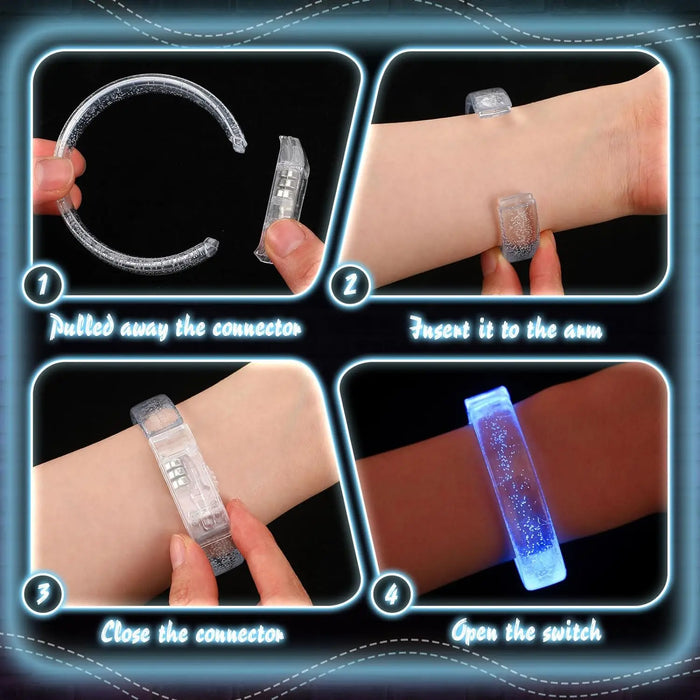 24 bracelets lumineux à LED clignotants pour poignet, bracelets phosphorescents pour fêtes, mariages et carnavals