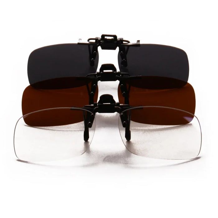 Antilentes de luz azul con clip Lentes rojos con clip para dormir mejor Lente naranja con clip para jugar o trabajar Lente amarilla polarizada para conducir
