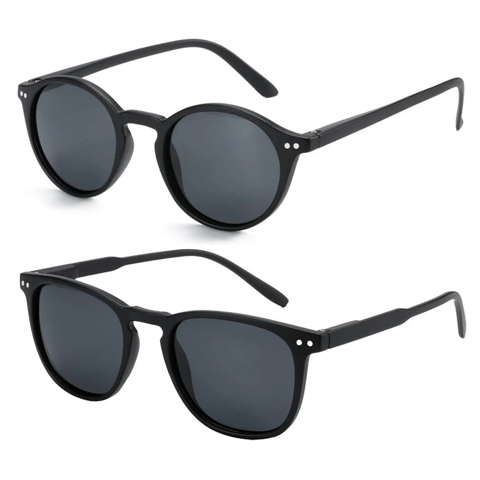 ZENOTTIC 2 Pack Polarized Sunglasses for Women Men Vintage Round and Square Frame UV Protection Shades Driving Sun Glasses