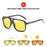 VIVIBEE Gafas de visión nocturna polarizadas amarillas retro cuadradas grandes fotocromáticas para hombre, gafas de sol de moda para conducir para mujer