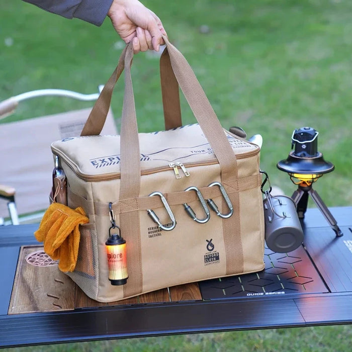 Bolsa de camping táctica aislada e impermeable de 30L/42L/56L, caja de almacenamiento plegable para vajilla de pícnic al aire libre, batería de cocina de campo de gran capacidad.