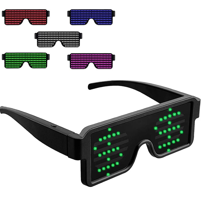 LED Glasses Light Up Dynamic Party Favor Glasses Festival Christmas USB Rechargeable LED Rave Glowing Flashing Glasses