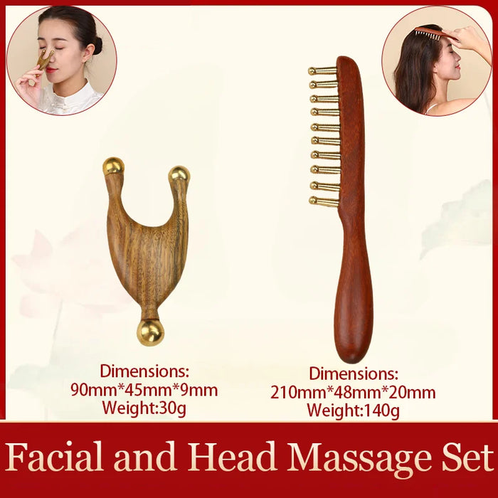 Copper guasha plate pure brass household scalp universal massage comb Mammary Scraping comb body massage tool