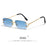 HBK Retro Rimless Small Sunglasses Women Metal Rectangle Gold Frame Brand Design Men Eyewear Driving Travel Beach Eyewear UV400