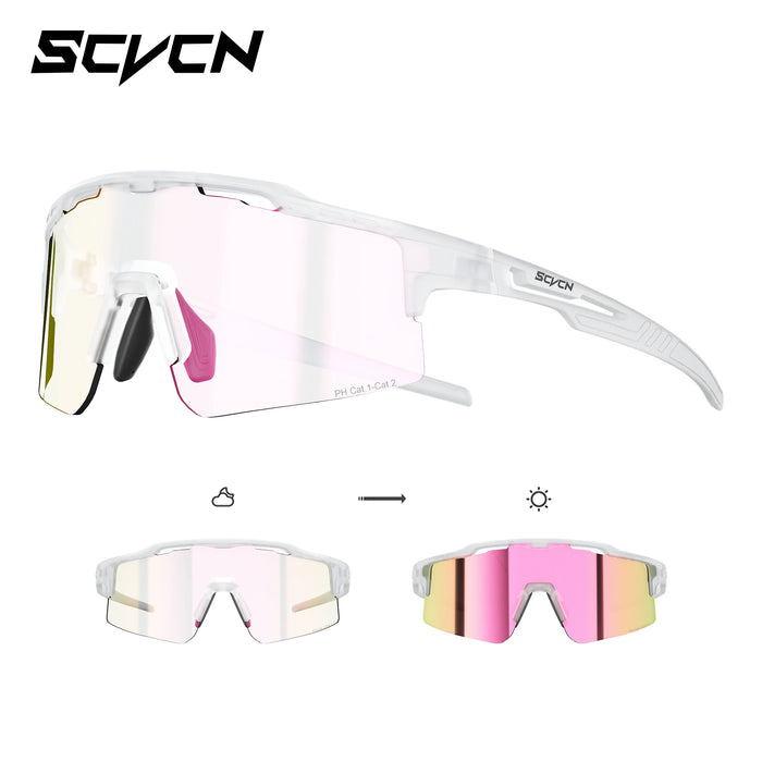 SCVCN Hiking Eyewear Women UV400 Photochromic Bike Riding Sunglasses Outdoor Men Sports MTB Goggles Running Climbing Hydrophobic