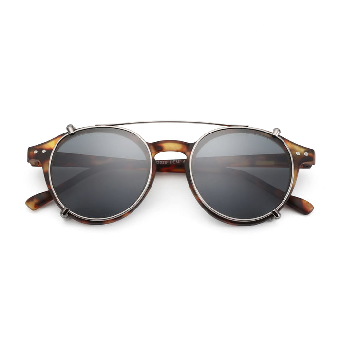 ZENOTTIC-Steampunk Style Clip On Sunglasses for Men Women Anti Blue Light Glasses+Polarized Clip Fashion/Retro Computer Eyewear