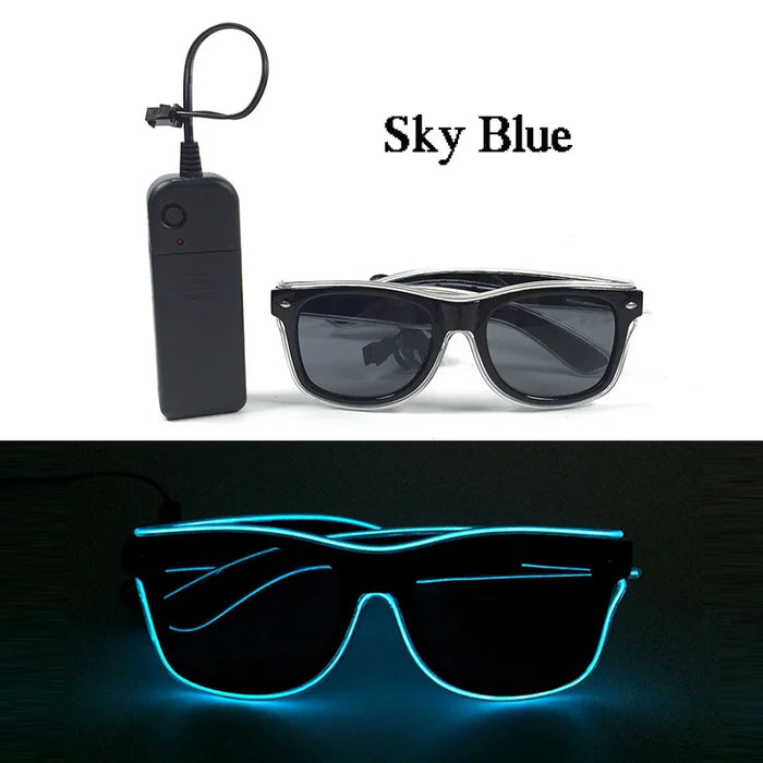 Lunettes lumineuses pour artistes de boîte de nuit Lunettes LED Fête Danse Rave Noël 6V LED Lunettes de soldat futuristes Lumières néon