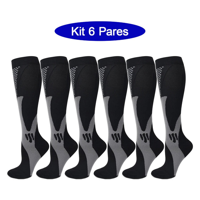 6Pairs Compression Socks 20-30mmHg High Stockings Men & Women Sports Marathon Cycling Football Varicose Veins EU35-45