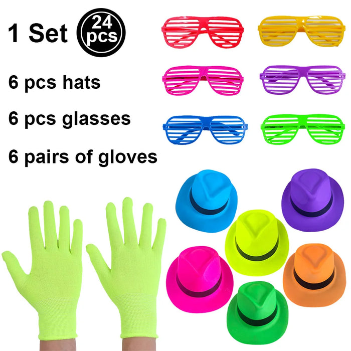 6 12 24 30 Pièces de fournitures de fête néon Chapeaux formels néon phosphorescents à la lumière UV Chapeau fluorescent Décorations de fête à lumière UV pour adultes