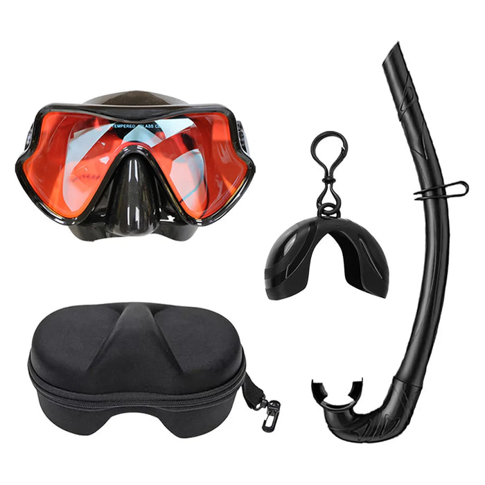 Snorkeling Mask Diving Goggles Full Wet Silicone Foldable Tube Mirror Tempered Glass Len Diving Mask Travel Size With Case