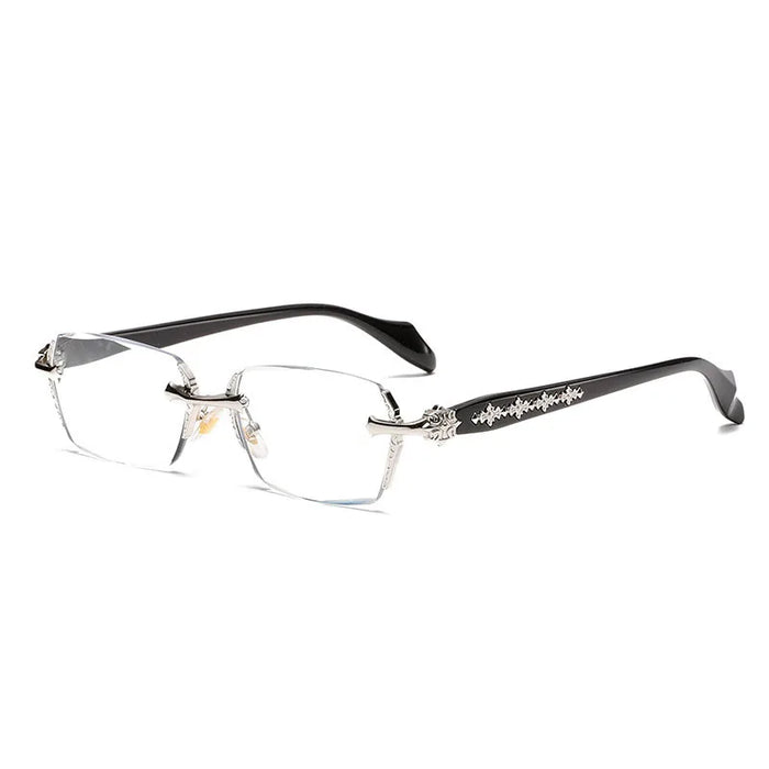 Gafas de lectura unisex cuadradas sin montura metálicas, estilo ejecutivo para una visión clara, diseño cómodo y ligero