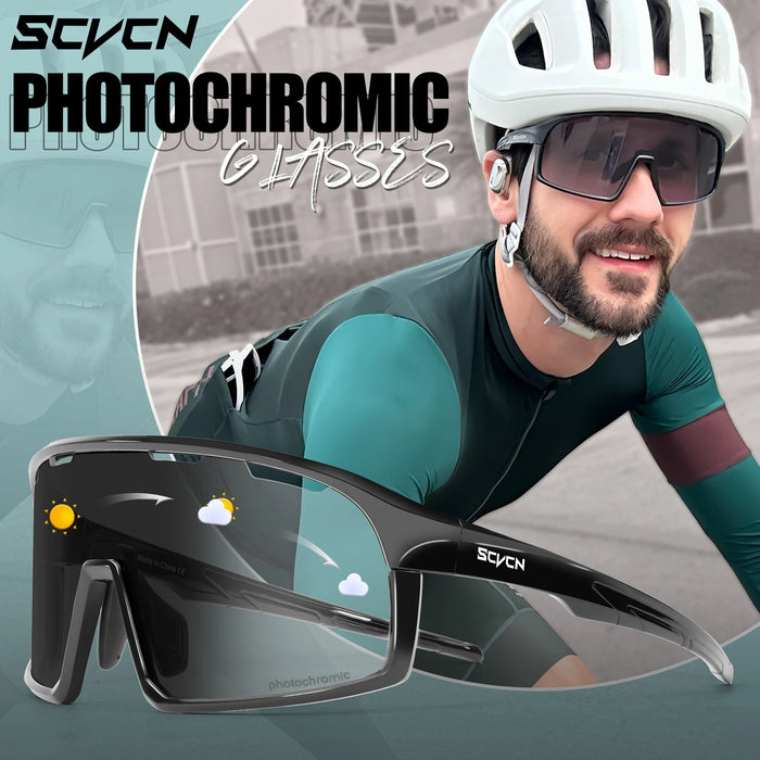 SCVCN Photochromic Cycling Glasses Hiking Drive Bicycle Sports Sunglasses Outdoor Running Sunglasses Men MTB Road Bike Glasses