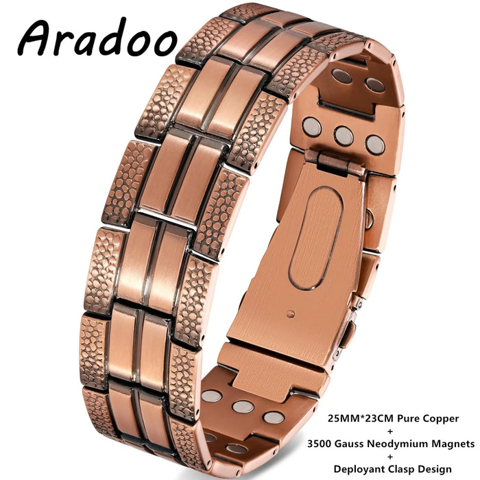 ARADOO Premium Copper Bracelet for Men with 3X Strength,Magnetic Therapy Cross Wristband Jewelry Gifts