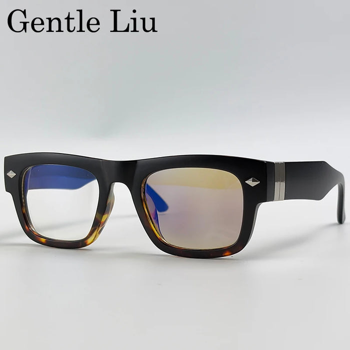 Lunettes de soleil rétro steampunk carrées photochromiques pour hommes, marque de luxe, design oversize, monture épaisse, rivet, lunettes de soleil pour homme