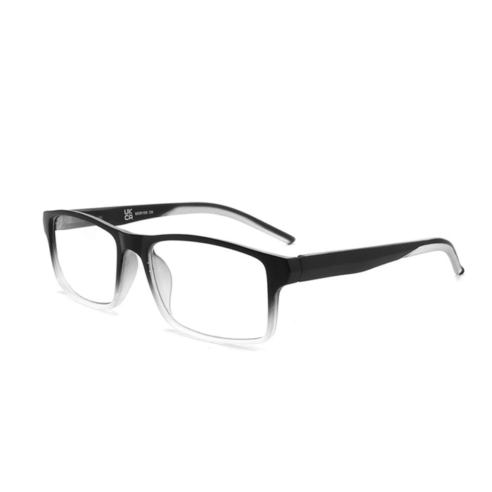 MODFANS Stylish Gradient Rectangle Men's Blue Blackout Reading Glasses, UV Protection, Comfort Spring Hinge Glasses
