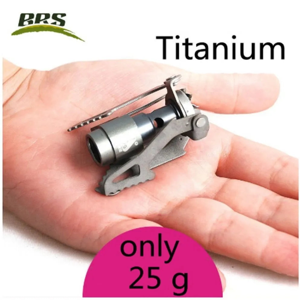 BRS-3000T Titanium Mini Camping Gas Burners 25g One-Piece Pocket Stove Outdooor Hiking Folding Cooking Furnace Portable ﻿