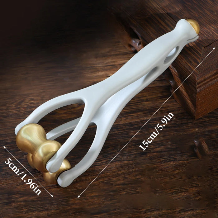 Finger Massage Dual-Row Roller Brass Roller Design Easy Use Relieve Finger Fatigue Promote Blood Portable Finger Massage Tool"