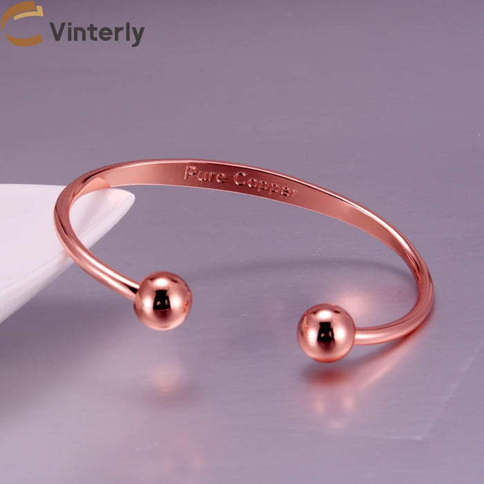 Vinterly Pure Copper Bracelets Magnetic Shiny Adjustable Bangles Arthritis Pain Relief Health Magnet Jewelry Anti Radiation