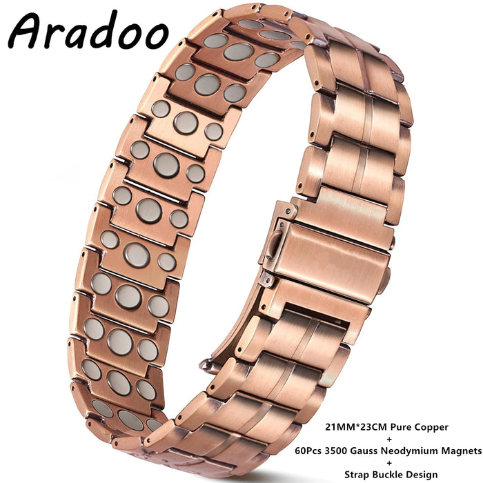 ARADOO Premium Copper Bracelet for Men with 3X Strength,Magnetic Therapy Cross Wristband Jewelry Gifts