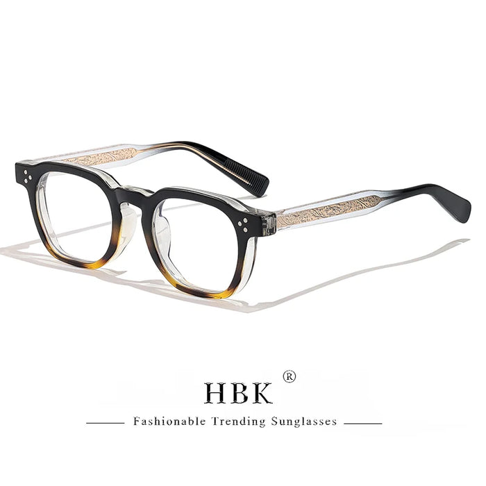 HBK Retro Square Glasses Frames Men Flat Lenses Anti Blue Light TR90 Eyeglass Frames High-Quality Reading Eyeglasses for Women