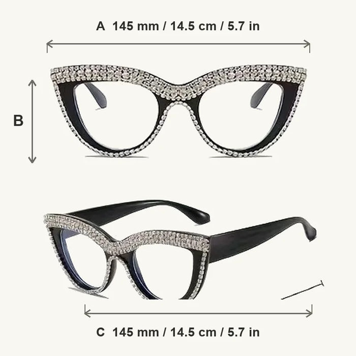 Lunettes de lecture œil-de-chat de luxe léger entièrement serties de diamants, monture en strass étincelants, tenue de soirée, lunettes décoratives