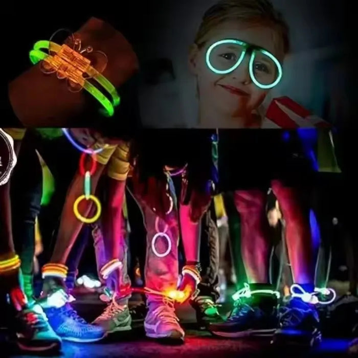 50/100 bâtons fluorescents, multicolores, lumineux, brillants, pliables, bracelet lumineux, fournitures de fête