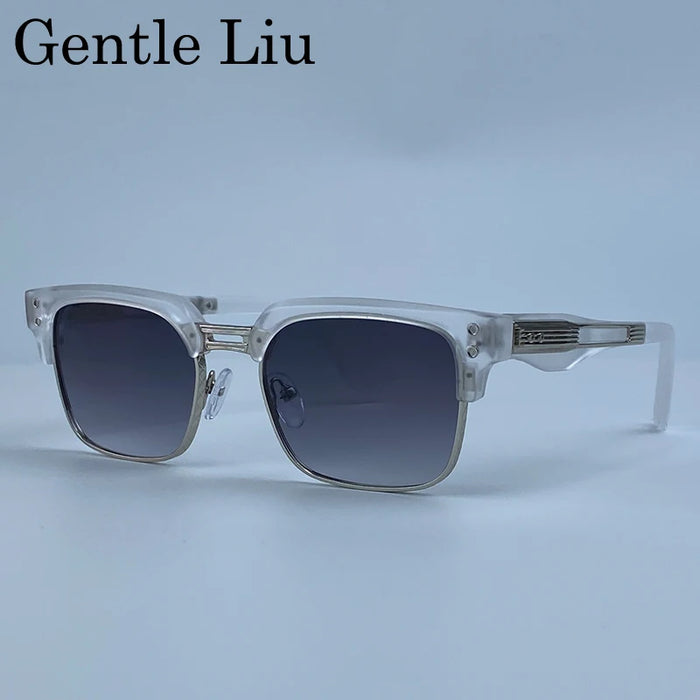 Retro Photochromic Classic Square Punk Sunglasses Men Metal Frame Driving Sun Glasses Male Vintage Luxury Brand Eyewear Shades
