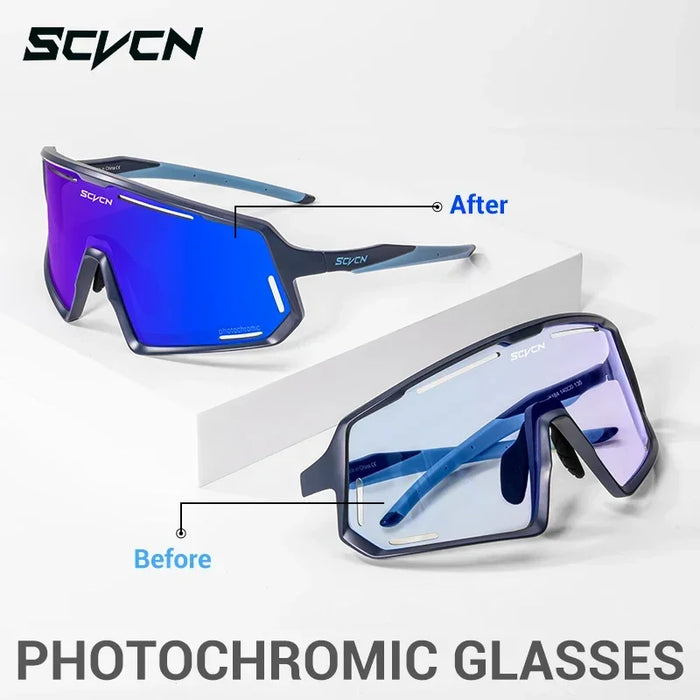 SCVCN Photochromic Cycling Glasses TR90 Frame for Men Women UV400 Outdoor Sports Sunglasses Cycling MTB Driving Running Glasses