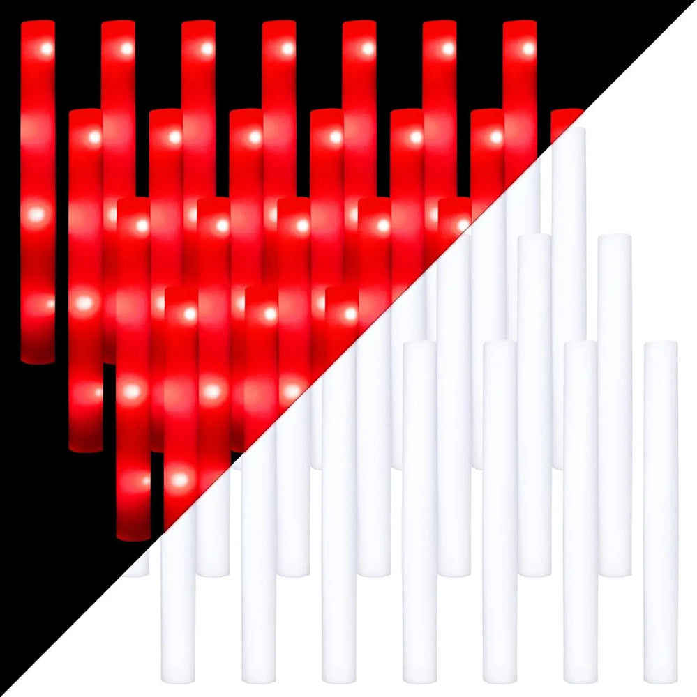 20/30pcs LED Glow Cheer Sticks Red Light Up Glow Sticks LED Foam Stick Wedding Wand Glow in The Dark Party Favors Supplies Raves