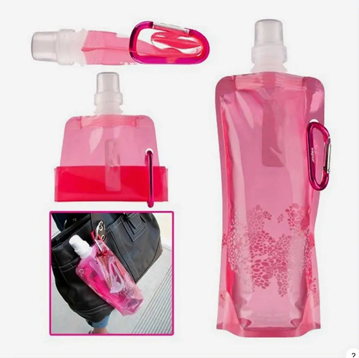 500ML Botella de agua plegable de silicona ultraligera portátil Bolsa de agua plegable Suministros deportivos al aire libre Senderismo Camping Bolsa de petaca blanda