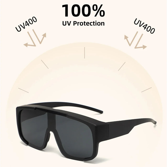 VIVIBEE Grandes lunettes polarisées à porter par-dessus des lunettes de soleil photochromiques pour hommes, conduite, UV400, pêche, extérieur, femmes, verres miroirs foncés