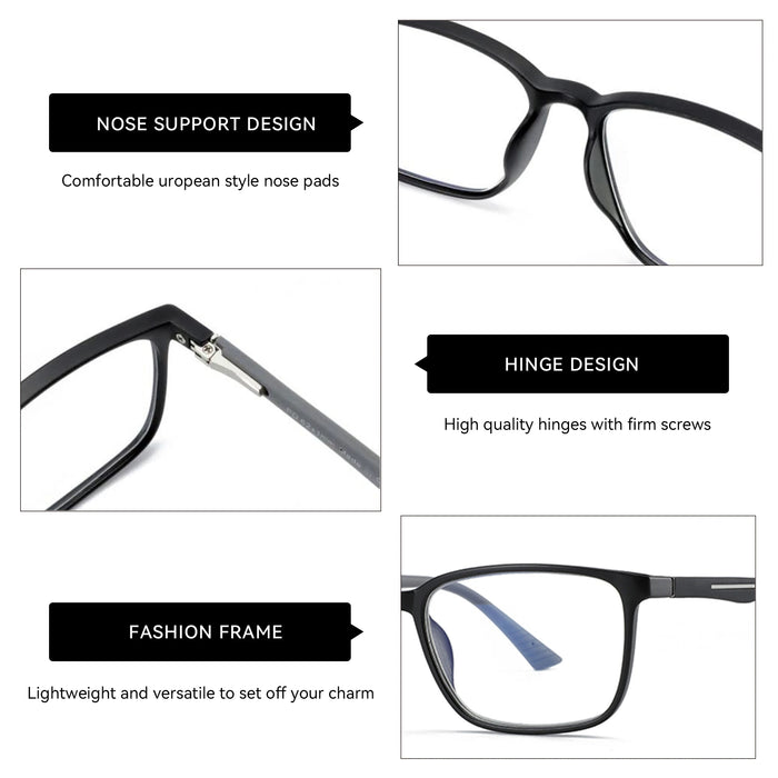 ZENOTTIC Square Prescription Glasses Anti Blue Light Photochromic Optical Eyeglasses with Myopia Hyperopia Progressive Lens