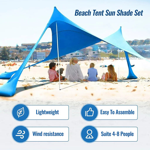 Tienda de campaña de playa portátil de licra, de gran venta, con protección UV, toldo parasol, refugio de fácil montaje para acampada, picnic y pesca.