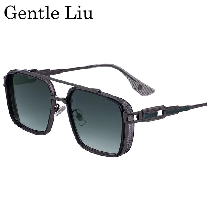 Lunettes de soleil Steampunk Classique Carrées Homme 2026 Marque de luxe Punk Métal Double Pont Lunettes de soleil pour Homme UV400 Lunettes de conduite Punk
