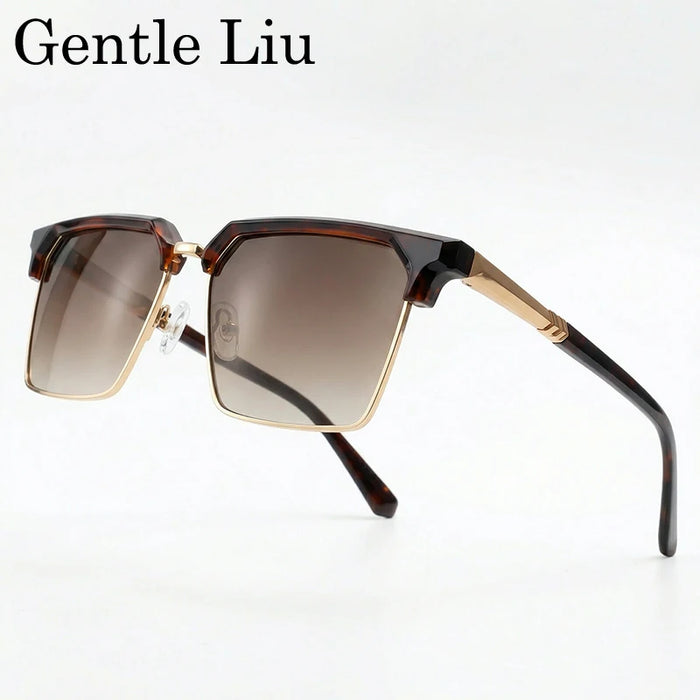 2026 Lunettes de Soleil Carrées de Luxe Designer Homme Classique Vintage Monture Métal Noir Or Lunettes de Soleil Steampunk Conduite
