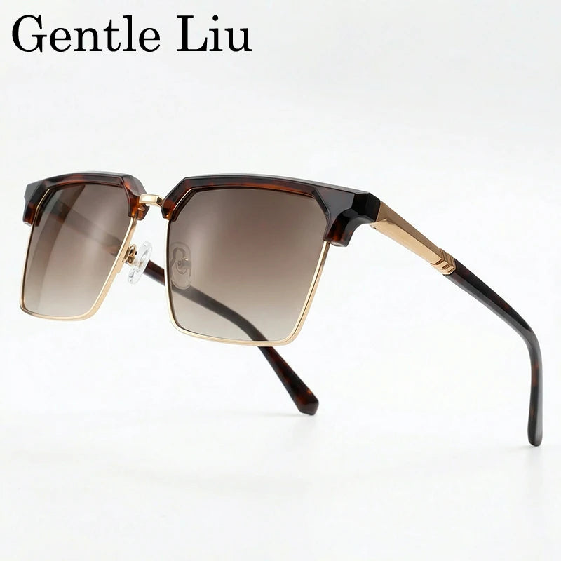2026 Lunettes de Soleil Carrées de Luxe Designer Homme Classique Vintage Monture Métal Noir Or Lunettes de Soleil Steampunk Conduite