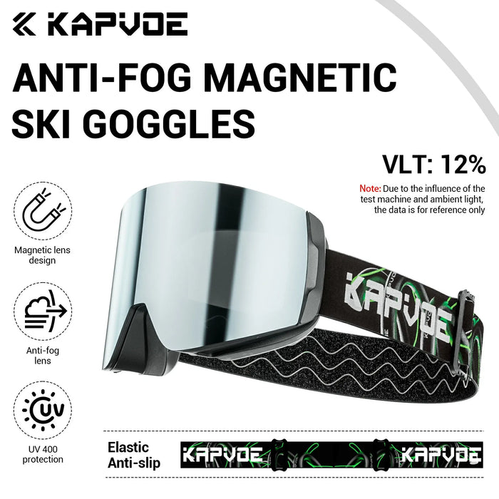 KAPVOE Magnetic Snow Goggles Double Layer Anti-Fog UV Protection for Skiing Snowboarding High-definition Clarity Unisex Skiing