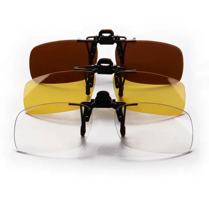 SHINU Clip On Polarized Glasses Anti Blue Light polarized sunglasses worn over glasses Yellow Lenses glasses for night driving