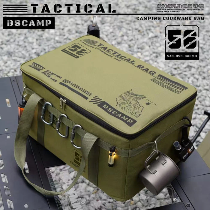 Bolsa de camping táctica aislada e impermeable de 30L/42L/56L, caja de almacenamiento plegable para vajilla de pícnic al aire libre, batería de cocina de campo de gran capacidad.