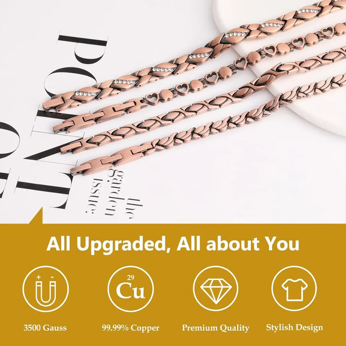 ARADOOPure Copper Bracelet for Women 99.99% Magnetic Therapy Jewelry, Vintage Style Gift for Her