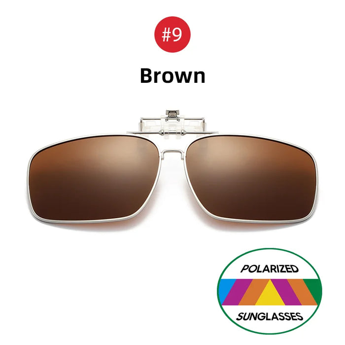 VIVIBEE Mens Metal Clip on Sunglasses Polarized Eyeglasses UV400 Women Square Night Vision Driving Sun Glasses