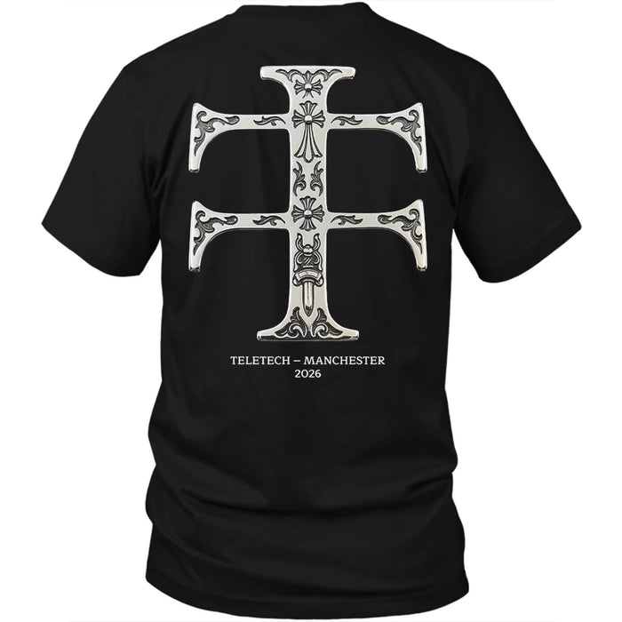 Teletech Manchester 2026 Camiseta Estampada en la Espalda Techno Rave Música Electrónica Camiseta Gráfica de Algodón Oversized para Hombre y Mujer