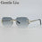Vintage Square Rimless Sunglasses Men 2026 Luxury Brand Trendy Frameless Punk Sun Glasses Cut Edge Gradient Eyewear UV400 Shades