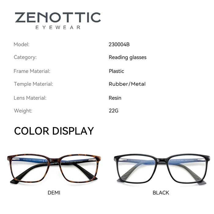 ZENOTTIC Square Prescription Glasses Anti Blue Light Photochromic Optical Eyeglasses with Myopia Hyperopia Progressive Lens