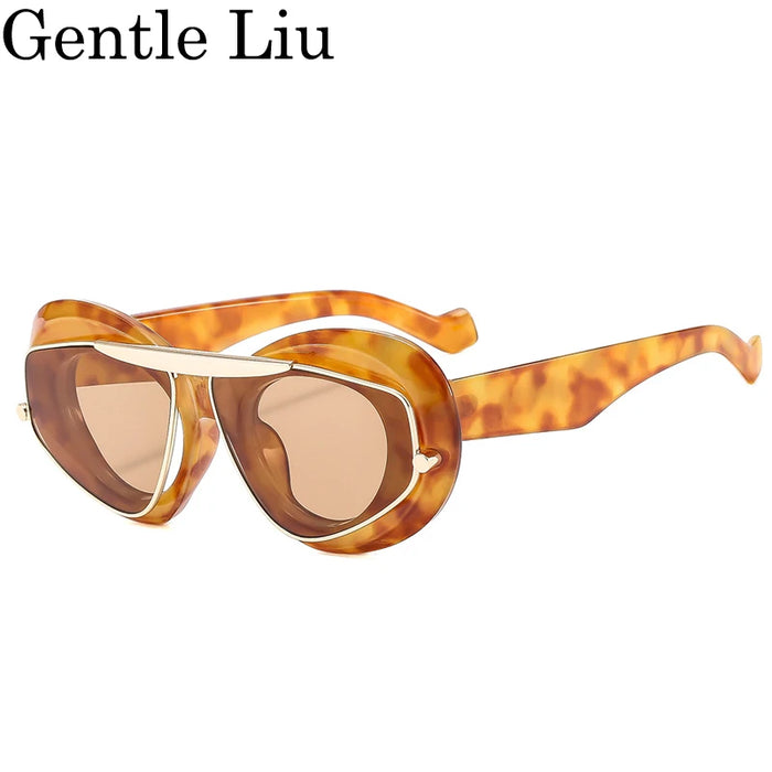 Sexy Cat Eye Punk Sunglasses Women 2026 Luxury Brand New Y2k Sports Double Frame Sun Glasses For Men Shield Eyewear Shades UV400