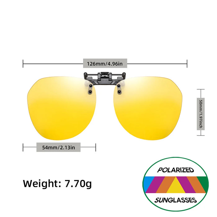 VIVIBEE Flip Up Clip On Night Vision Glasses Polarized Men Driving Yellow Sunglasses Women UV400 Fishing Universal Clips