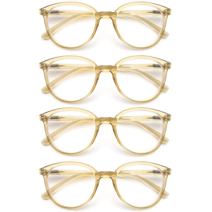 Round Reading Glasses Women Readers Eyeglasses Classic Frame Flexble Plastic Spring Hinge Lightweight Wear with Diopter +1.0~4.0