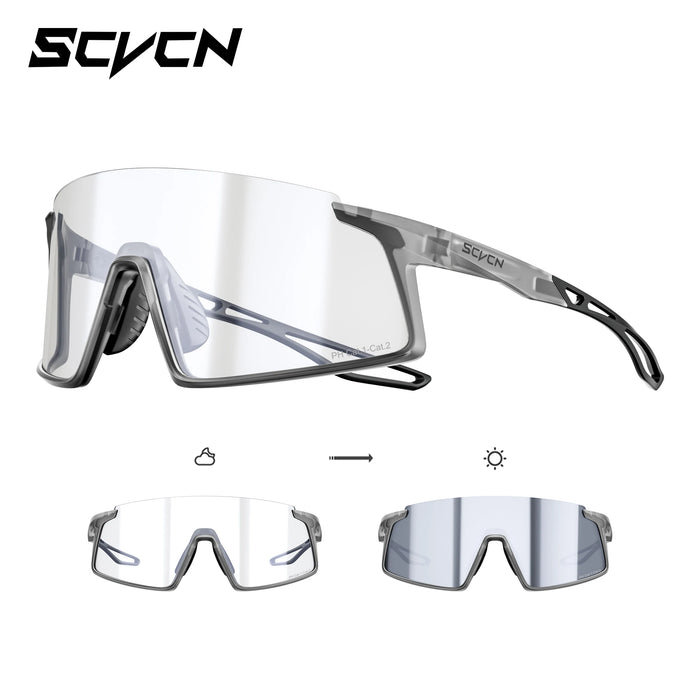 SCVCN Men Women Outdoor Sports Photochromic Running Casual Goggles MTB Bike Glasses UV400 Hiking Eyewear Cycling Sunglasses